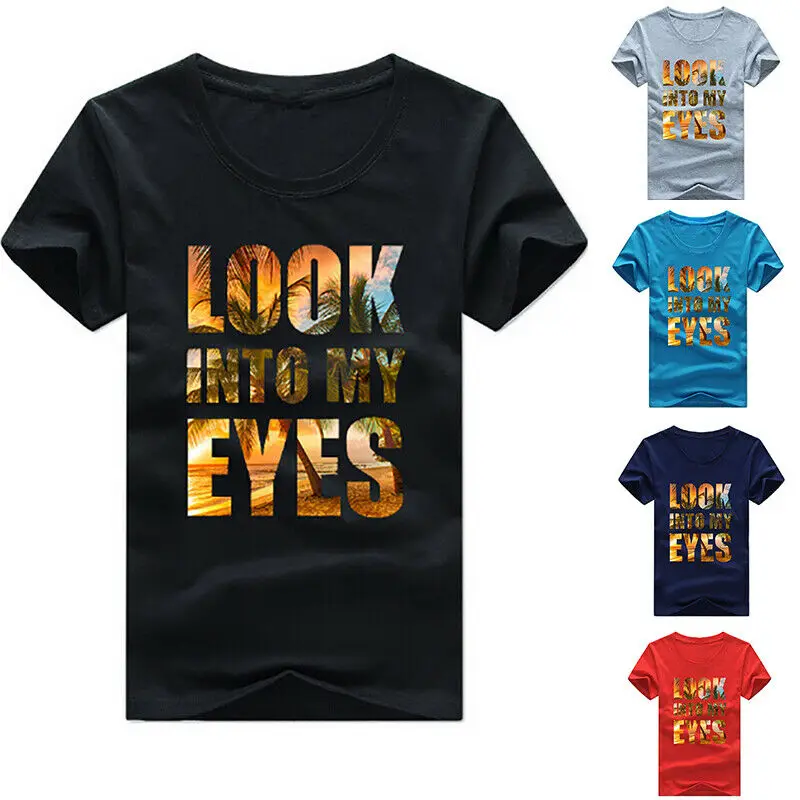 

2019 Men's O-neck Fashion Print Cotton T-Shirt Tee Short Sleeve Summer Tops Round Neck Crazy Top Tee