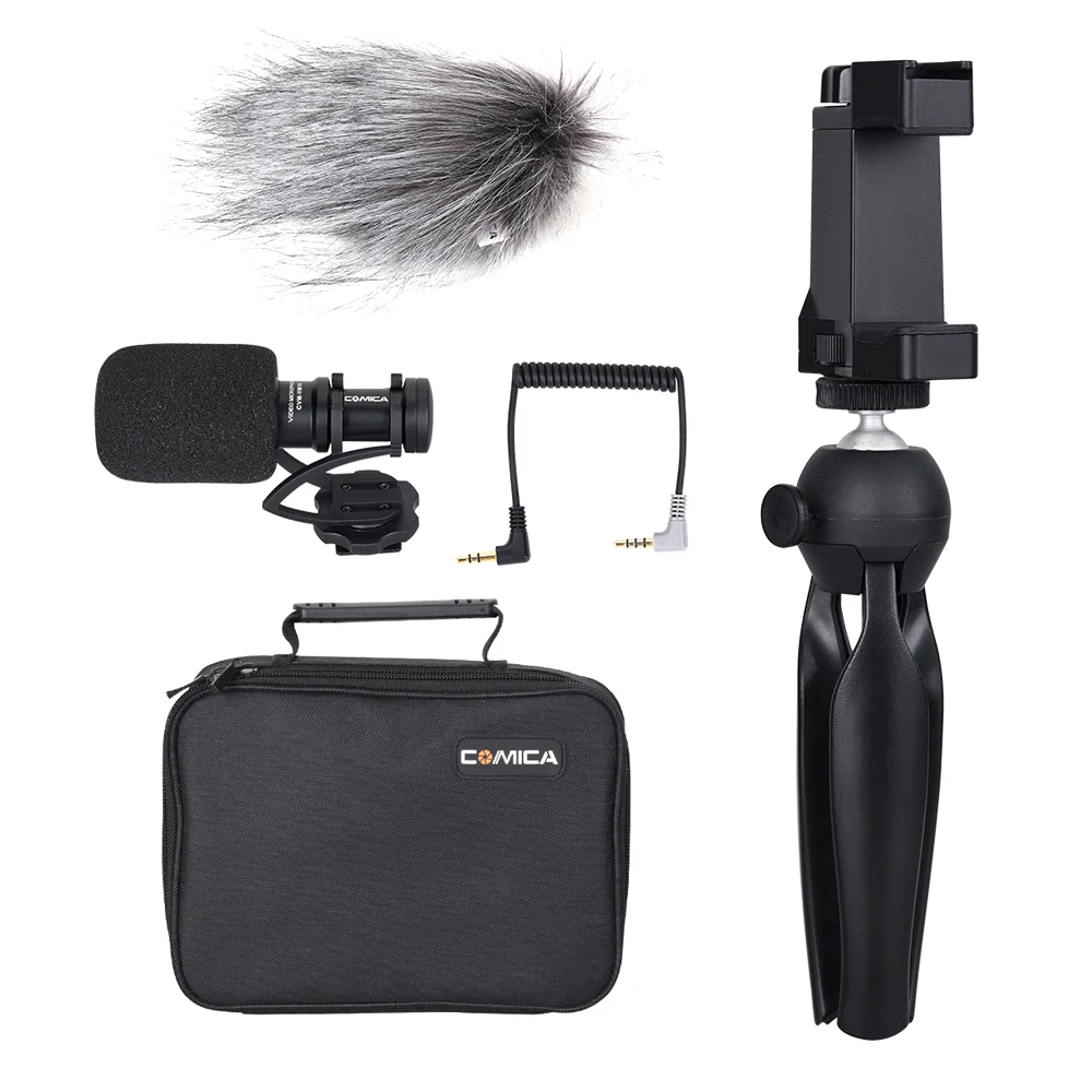 COMICA CVM-VM10-K2 Smartphone Video Rig with Cardioid Directional Shotgun Video Microphone for iPhone 5, 5C, 5S, 6, 6S, 7, 8, enlarge