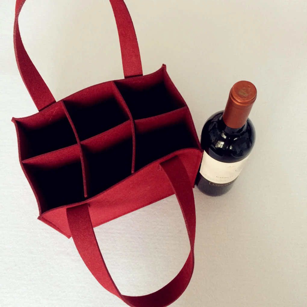 

2 Pieces Reusable Washable Removable Protable Large Felt Cloth Beer Storage Bag Wine Bottle Travel Carriers Handle Bag
