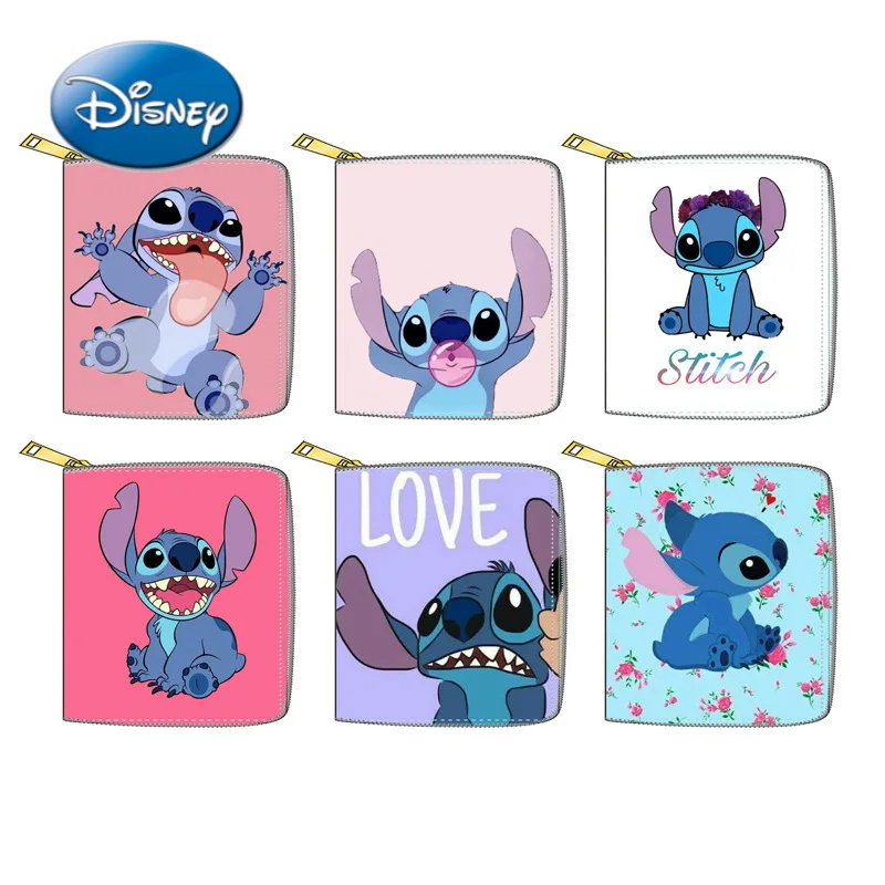 

New Disney Men's and Women's Short Zipper Wallet Stitch Print Long Wallet High Quality Fashion Coin Purse Card Holder Clutch