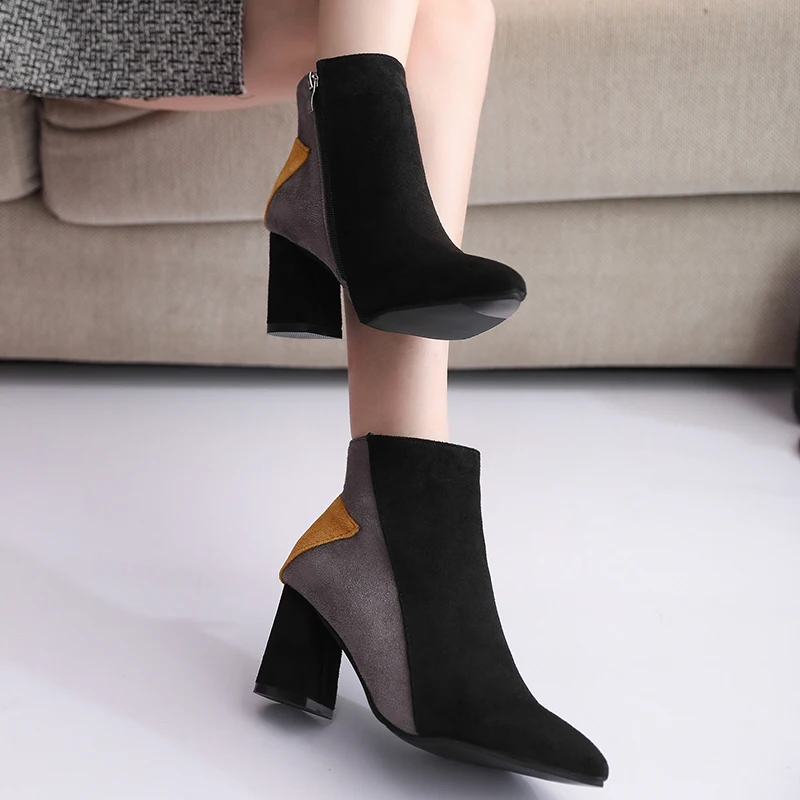 Новые зимние сапоги из искусственной замши Женские модные разноцветные