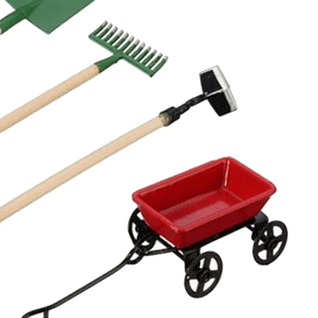 

1/12 Watering Can + Shovel Rake Set for Dollhouse Garden Supplies Accs