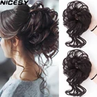 NICESY синтетический спутанный кудрявый пучок волос шиньон ободок для волос искусственные кусочки волос для женщин заколки для волос черный коричневый