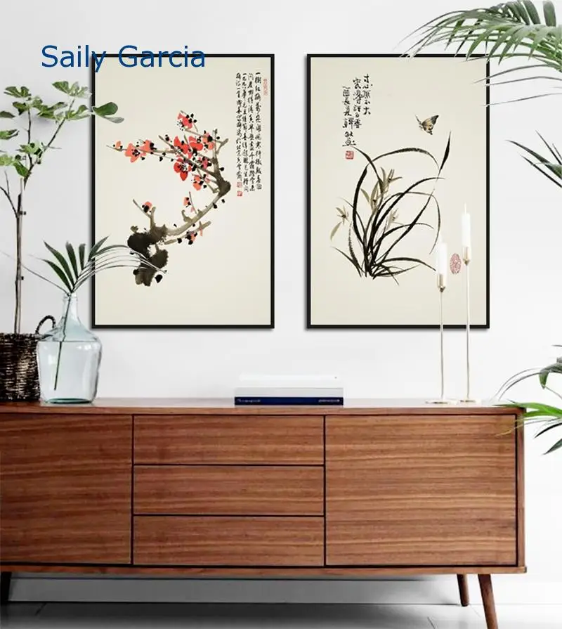 

Plant Canvas Painting Chinese Style Flower Plum Orchid Bamboo Chrysanthemum Print Poster Unique Decor House Wallpaper Artwork