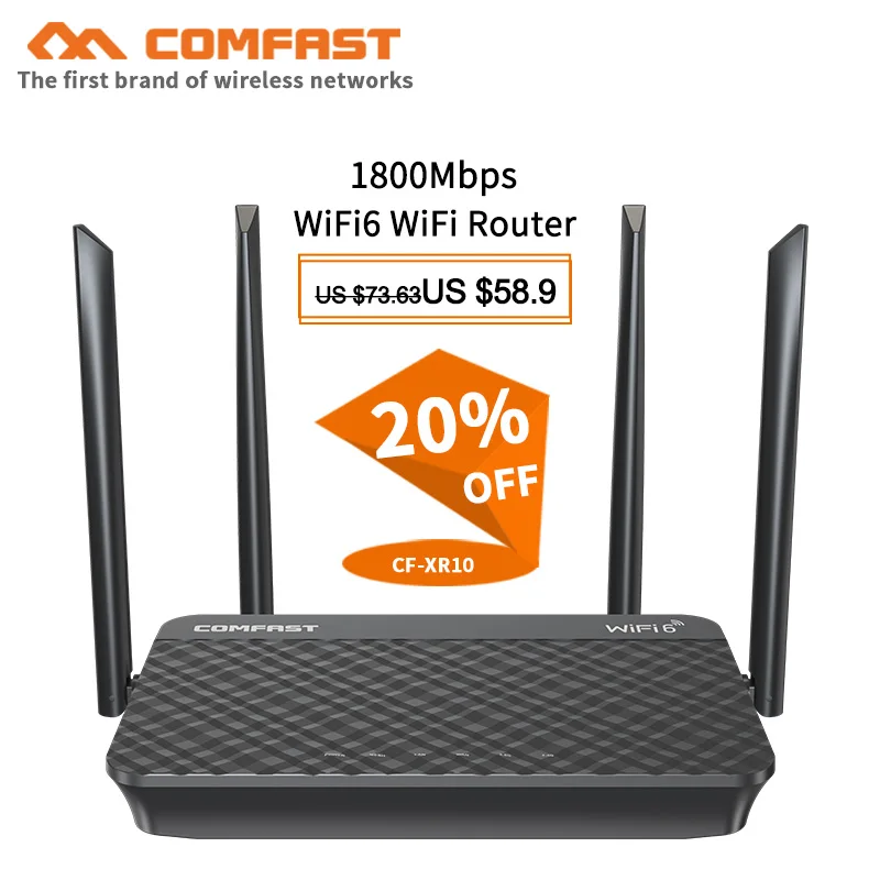 Comfast CF-XR10 1800Mbps Dual Band Wireless WiFi Router 802.11ac 1 Wan + 3 Lan RJ45 gigabit port wifi6 Router with 4 Antennas