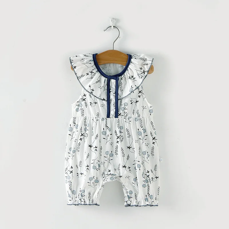 

Baby Summer Flowers Rompers 2021 New Summer Toddler Girl Sleeveless One-pieces Infant Flowers Print Clothing