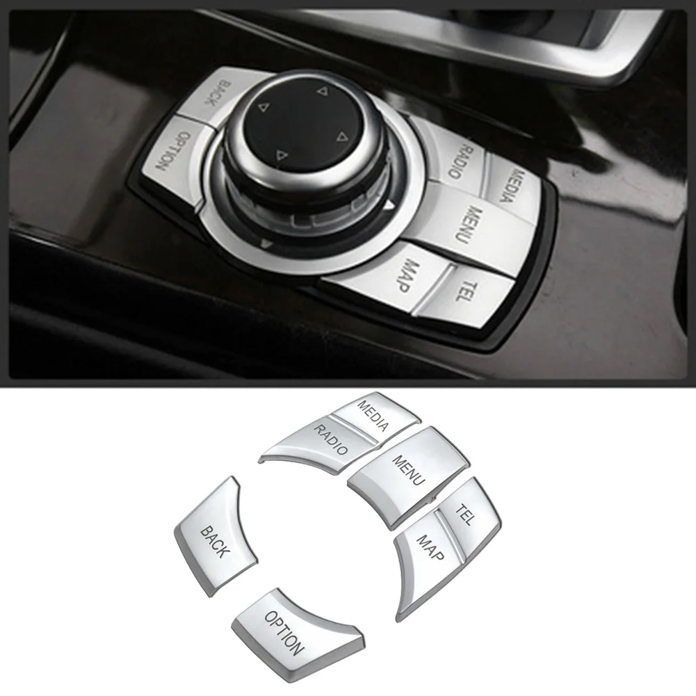 

5pcs/Set Button Cover Chrome Multi Media Decor Trim Vehicle Decoration