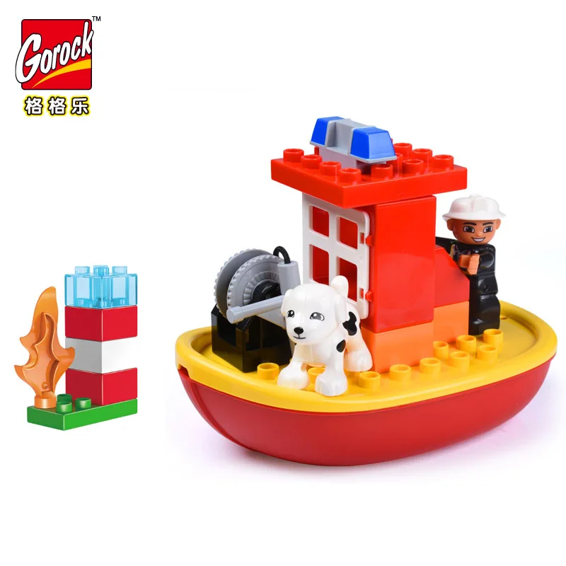 19 шт. большой Размеры строительные блоки город Пожарный катер большие Детские