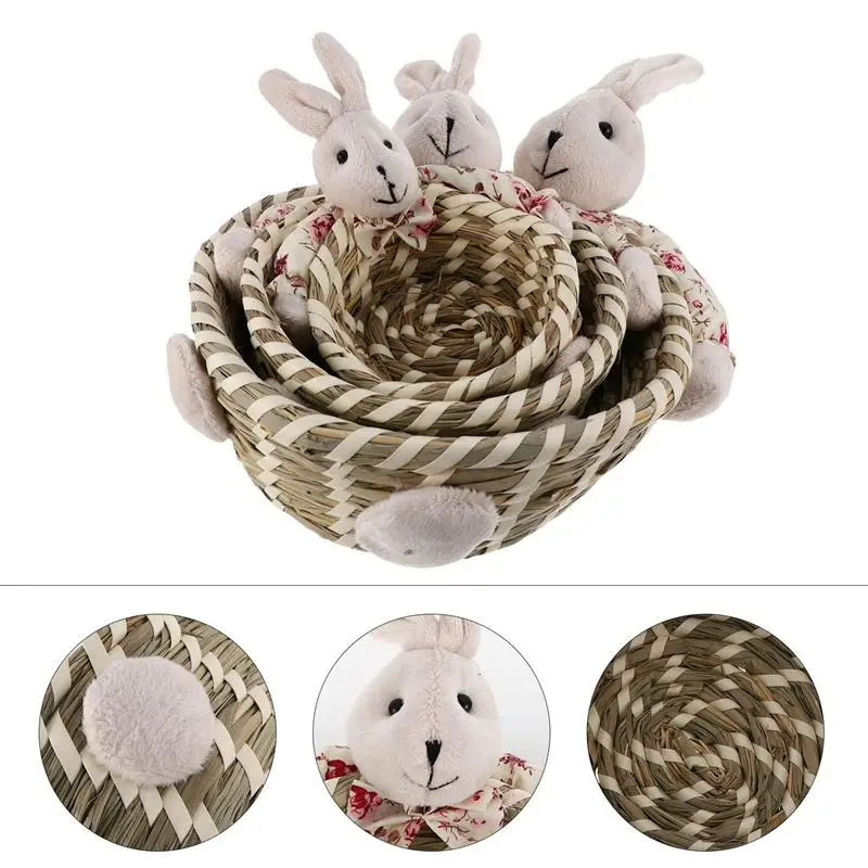

1 Set 3pcs Easter Egg Basket Handmade Storage Baskets Home Furnishing Decor