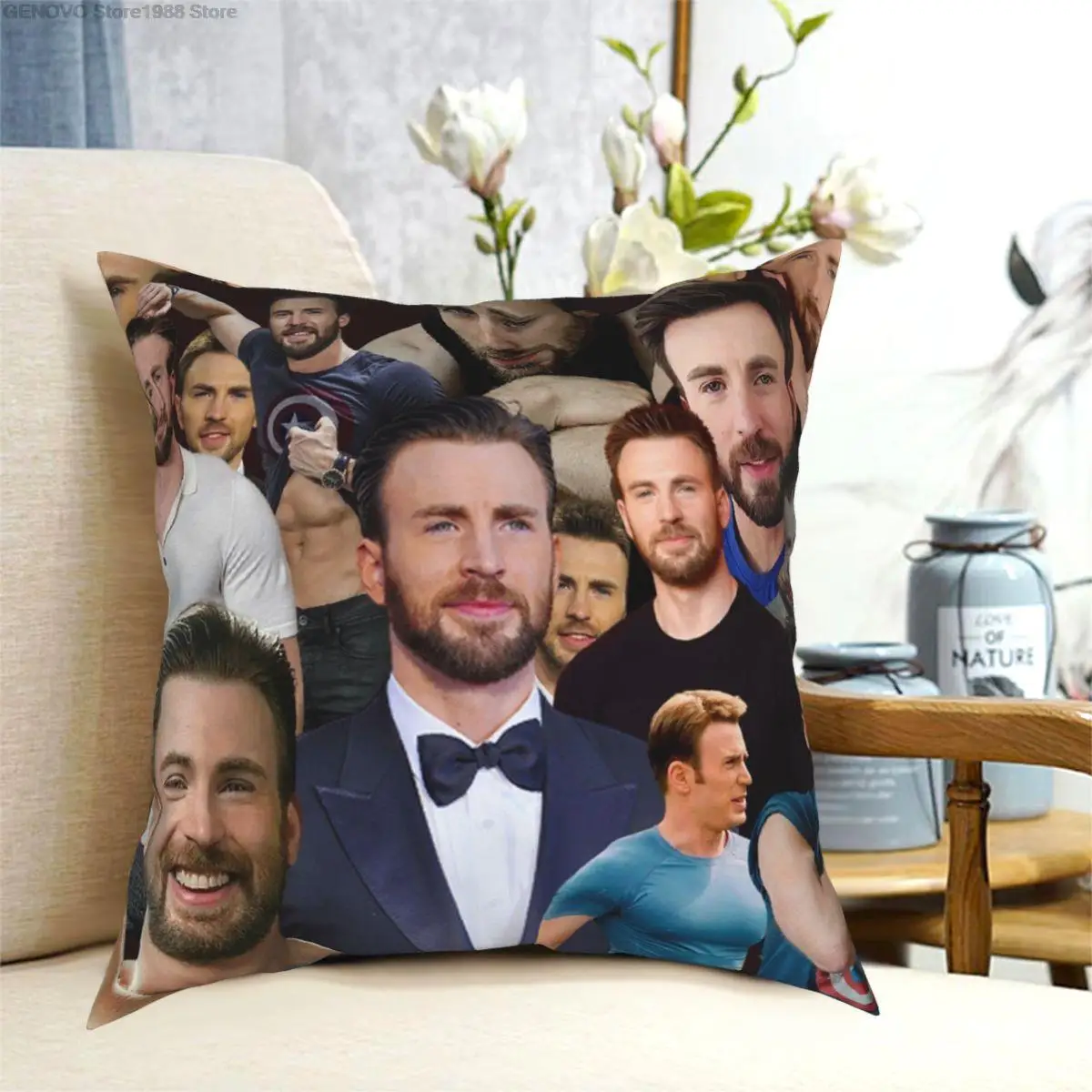 

Chris Evans Foto Collage Platz Kissen Muster Zip Decor Kissen Fall für Zimmer Kissen Abdeckung 45*45cm