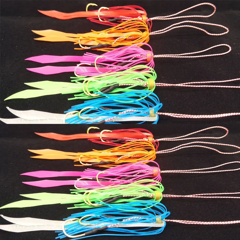 

30Pcs/set Silicone Rubber Skirt Trailer Replacement for Slider Jigs Tai Kabura Octopus Madai Squid Snapper Jigging Fishing Lure