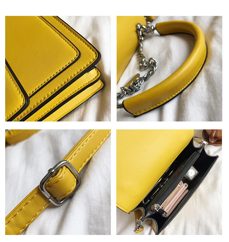 

Small Square Bags Women's 2020 New Fashion Chains Handbag Simple Ins Lady Shoulder Bag Texture Portable Messenger Bag Black