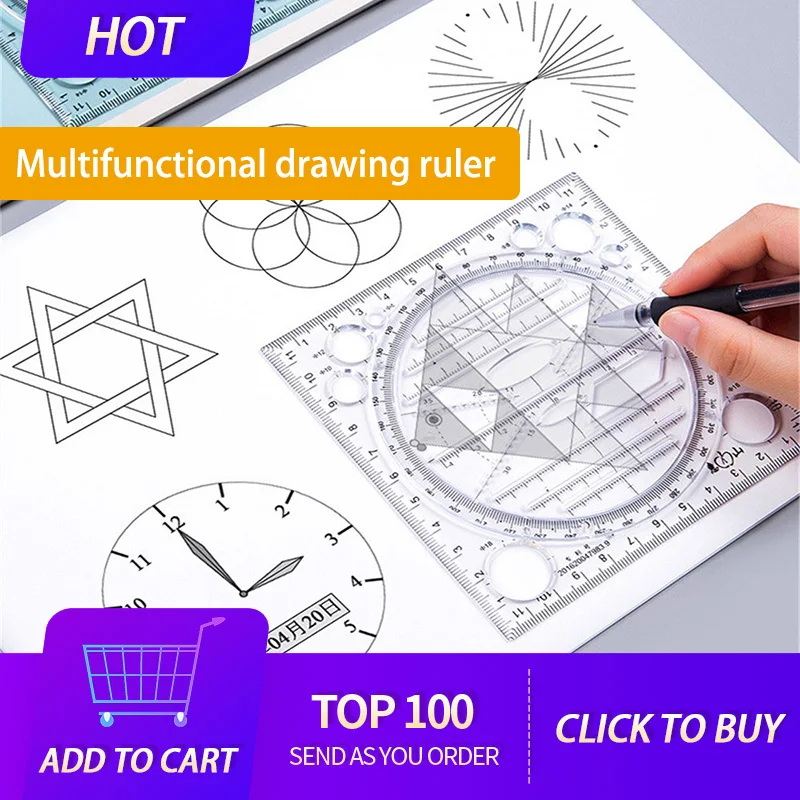 DIY Multi-function Art Design Drawing Ruler Stereo Geometry Ellipse Template School Accessories Bow Shape Plotter | Дом и сад