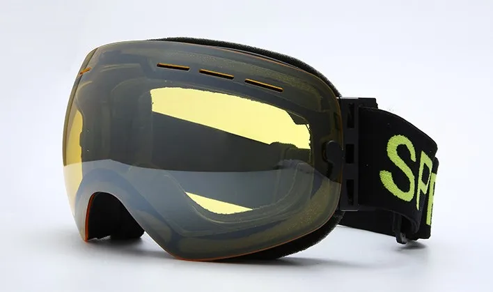 Лыжные очки для сноуборда однослойные противотуманные UV400 большие сферические очки мужские и женские лыжные снегоходные маски снежные очки с коробкой - Color: yellow lens