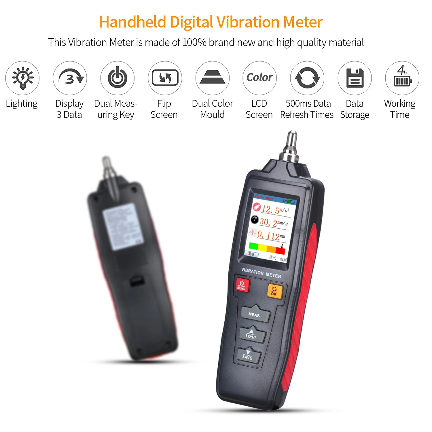 

Digital Vibrometer Vibration Meter Vibroscope Portable Handheld Vibration Measuring Gauge Vibration Measure Tester Tools Set