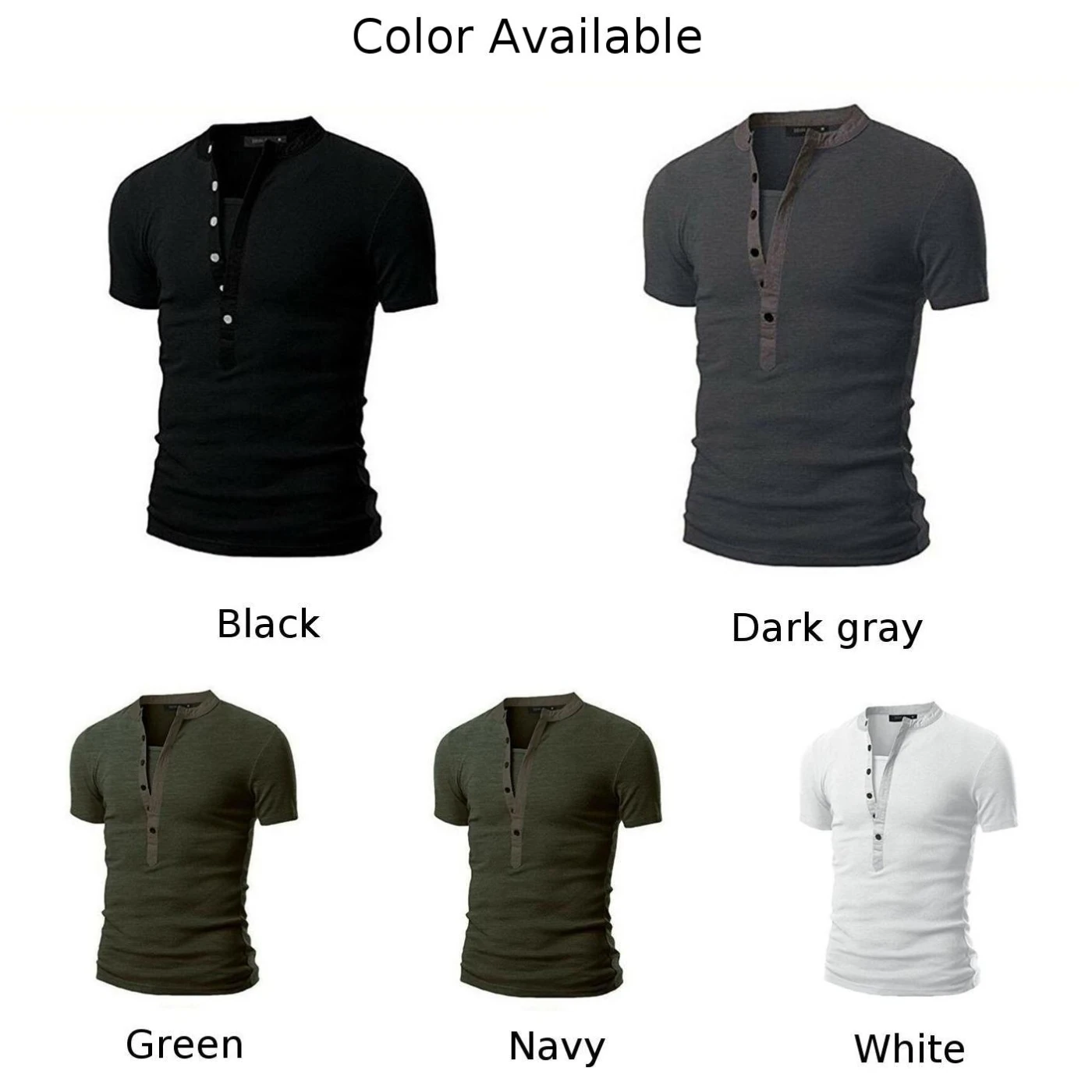 

Mens Slim Button Tees Tops Short Sleeve Casual Tunic T-Shirt Sport Muscle O-Neck Solid Color Mens T Shirt Summer Classic Top