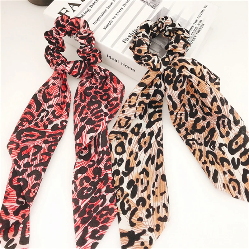 

Print Animal Tail Elastic Ribbon Scarf Ponytail Long Hairband Leopard Scrunchies