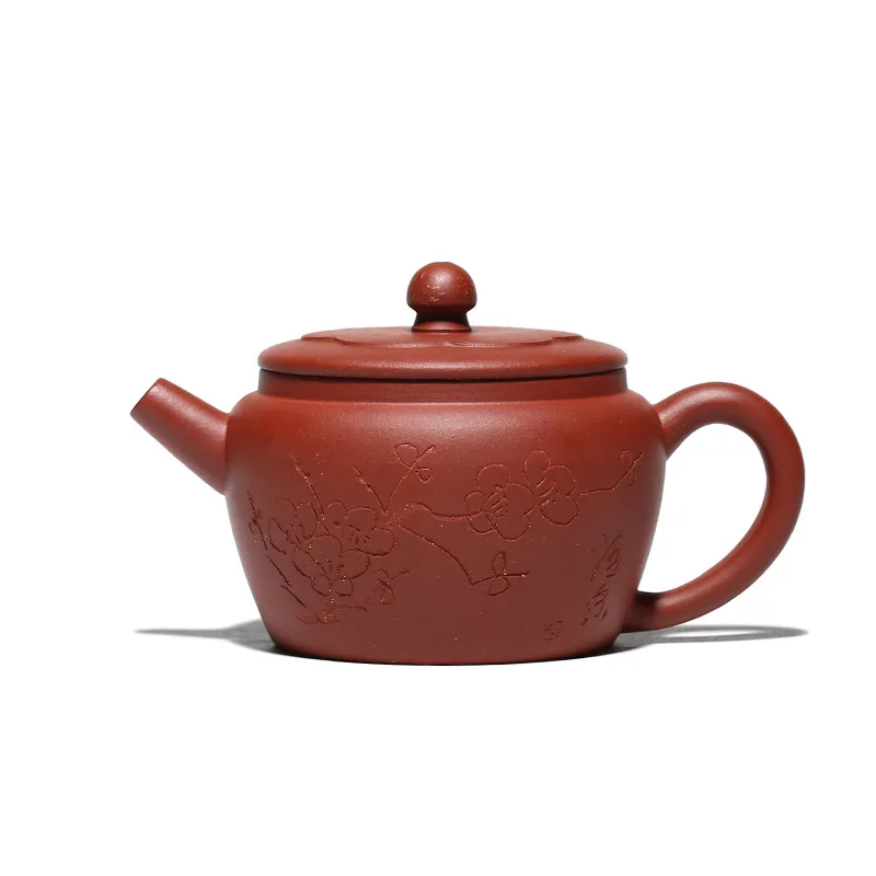 

Purple clay teapot with plum petals small red clay plum blossom teapot