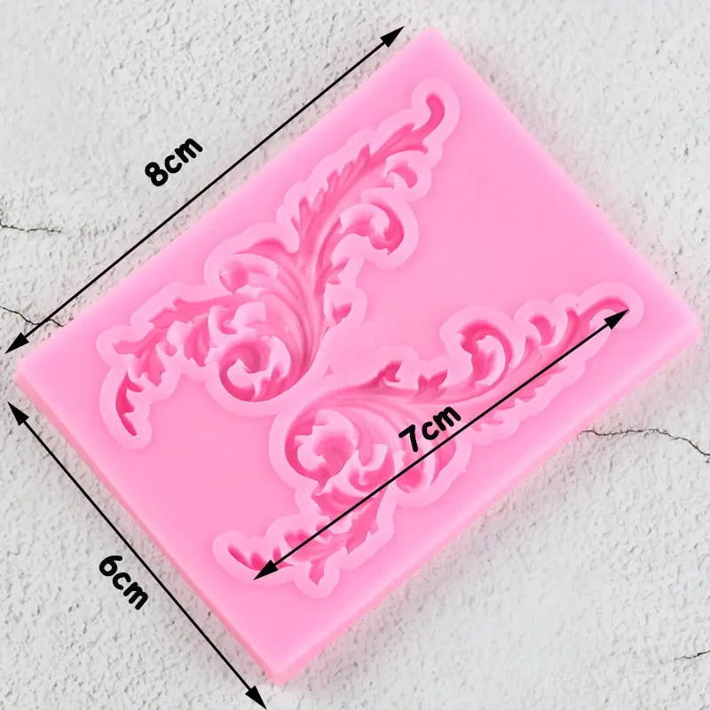 Барокко рельефные края прокрутки силиконовые формы свадебные кексы Topper