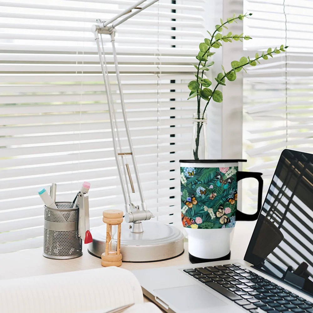 Пальмовые Листья бабочки тропические растения зеленые кружки для путешествий