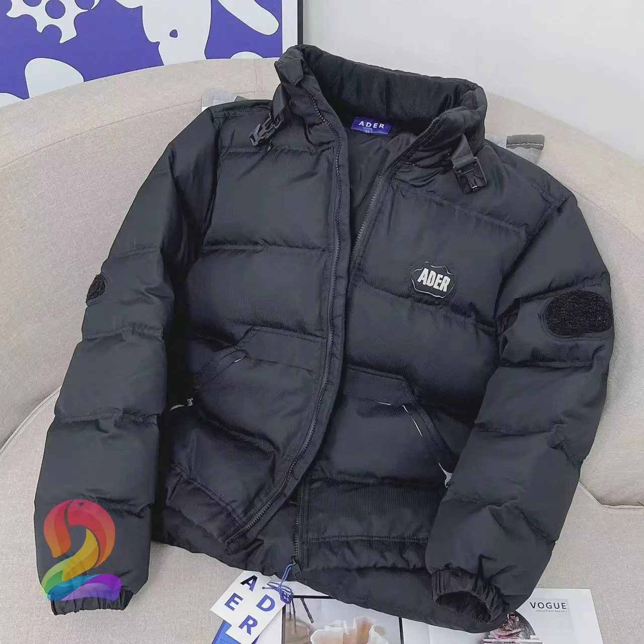 

ADER ERROR Down Jacket Men Women Fashion Casuals Orange Mask Buckle Warm Duck Down ADER Coats