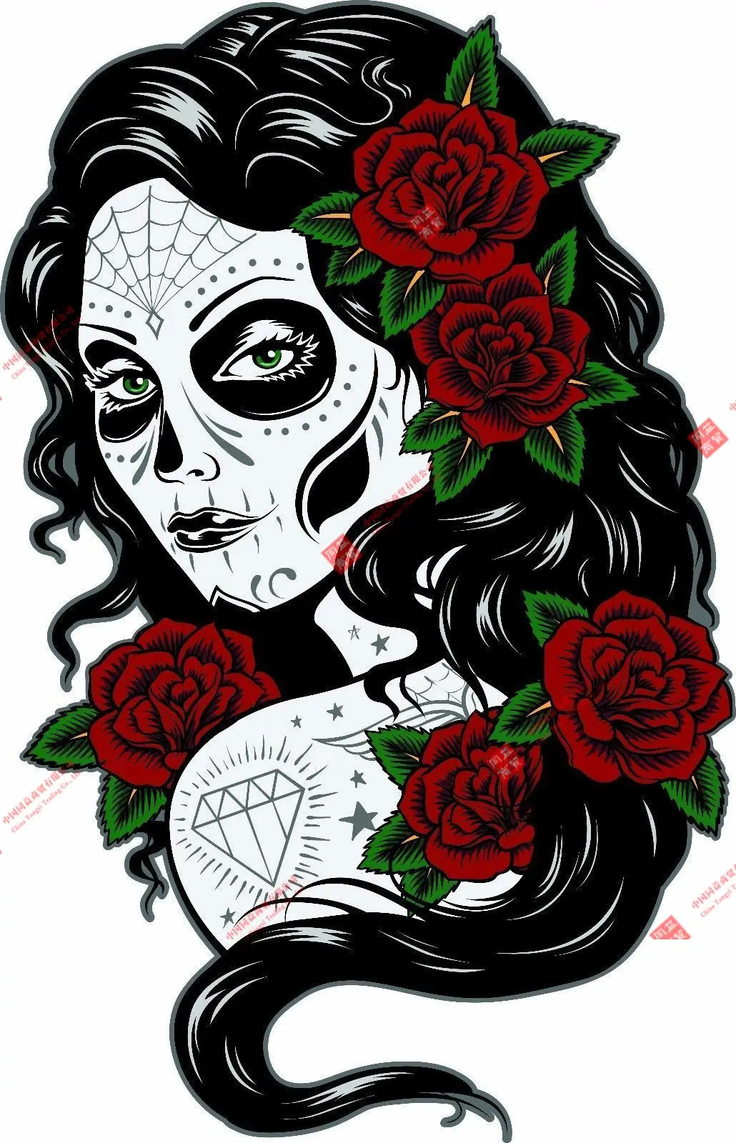 

Interesting SUGAR SKULL DAY OF THE DEAD DECAL STICKER TRUCK CAR VEHICLE WINDOW WALL Racing Stickers