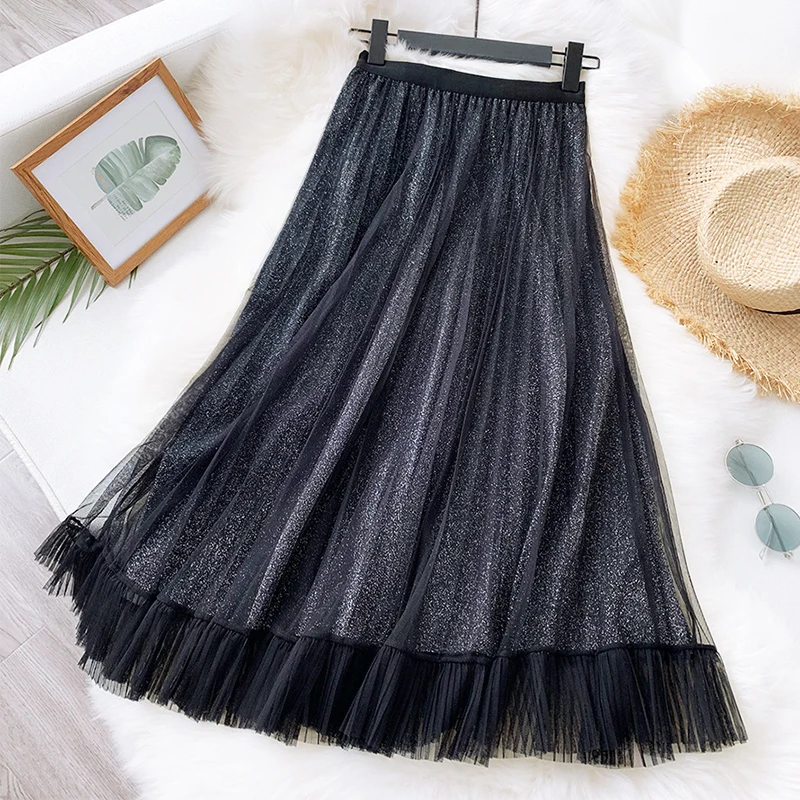 Весенние элегантные вечерние плиссированные юбки для женщин с высокой талией