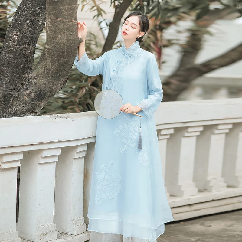 

ancient ways collar fairy the spring and autumn period and the heavy atmosphere embroidered robes of organza dress