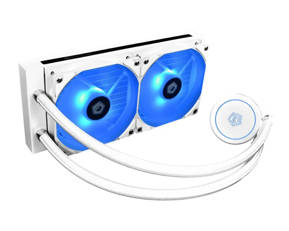 ID-COOLING AURAFLOW X 240 SNOW RGB синхронизация AIO кулер для воды чистый белый с 240 мм радиатор, 2x120 мм RGB PWM вентиляторы, 400 м