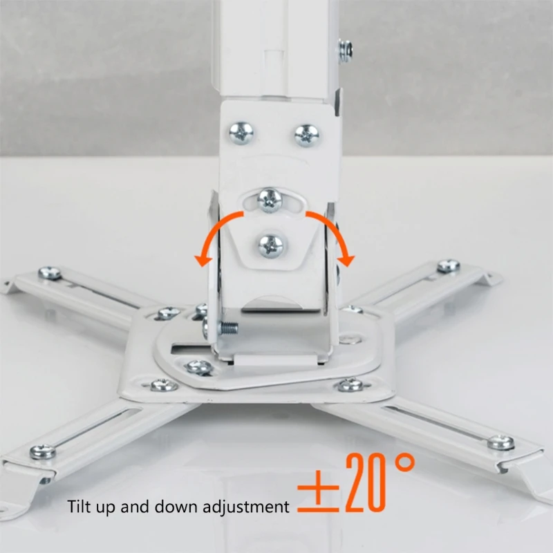 White Universal Projector Ceiling Mount Bracket Fits Flat or Sloped Ceiling Height Adjustable with Extendable Length