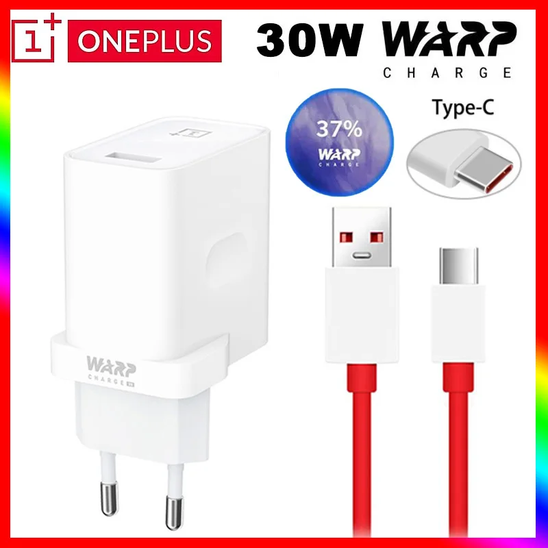 

Oneplus 8 Pro Original Warp Charger EU US 30W Wall Travel Adapter 6A USB Type C Date Cable For 7 7T 8T Pro 6 6T 5 5T 3 3T