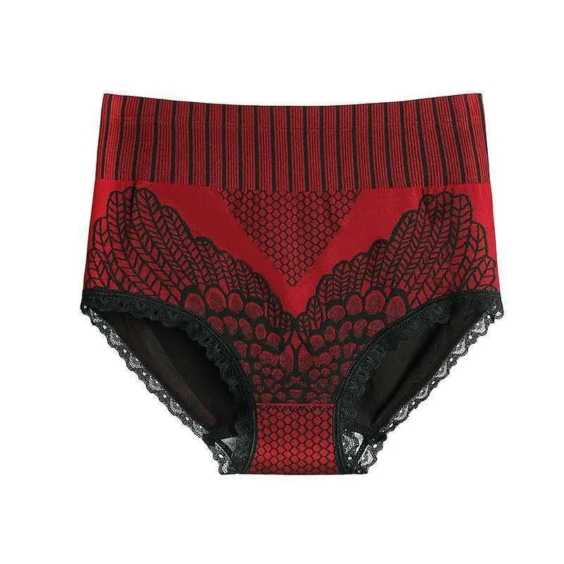 

High Waist Women's Underwear Elastic Abdominal Panties Fashion Lace Ladies Briefs Breathable Cotton Crotch Lingerie Female M-XL