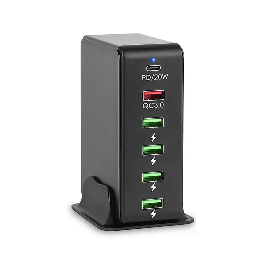 

Зарядная Станция PD с 5 портами USB, 20 Вт, быстрая зарядка QC 3,0, быстрая зарядка для IPhone 12, для Samsung, Huawei, Настольная зарядная подставка