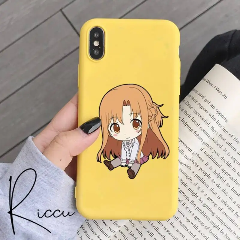 

Anime Sword Art Online II Phone Case for iPhone 8 7 6 6S Plus X 5S SE 2020 XR 11 12 Pro mini pro XS MAX Candy yellow Silicone