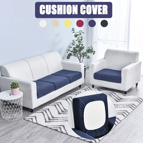 

2021 Solid Color Thicken Elastic Sofa Seat Cushion Cover Furniture Protector Corn Fleece Stretch Washable Removable Cover
