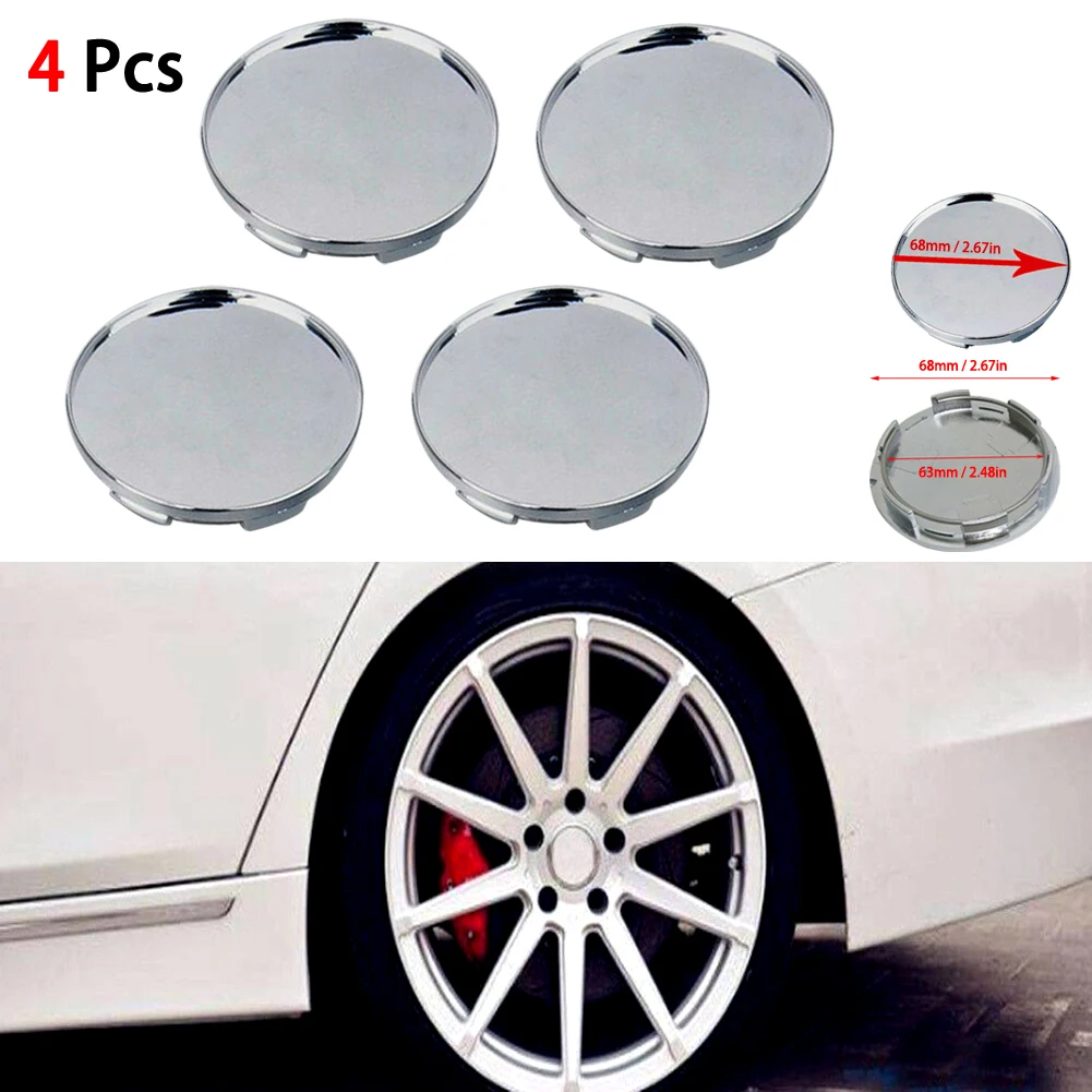 

4Pcs/lot 68MM Chrome Car Wheel Center Hub Caps Badge Emblem Sticker Decal Wheel Rim Dust-proof Cover for 56mm Logo Badge