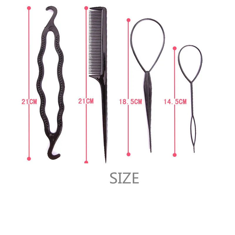 4 шт. пластиковые инструменты для укладки конского хвоста заколка волос гребень