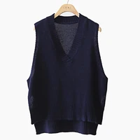 2020 new sweater vest womens spring and autumn retro simple slouchy loose wool pullover vest sleeveless thickened vest