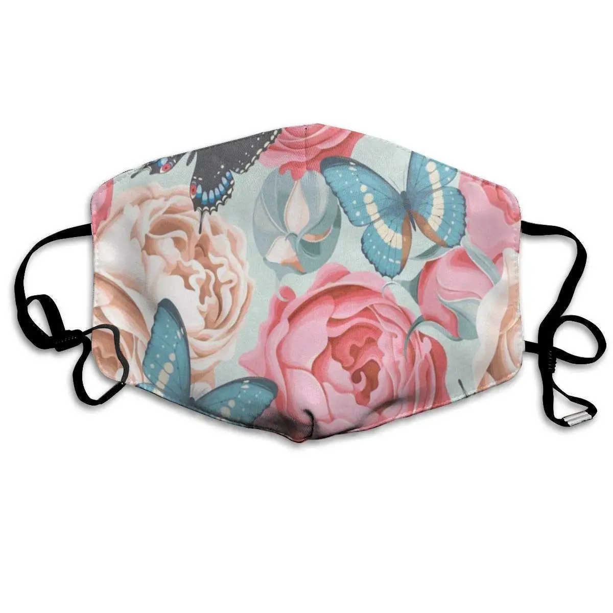 

Face Mask Peony Roses And Butterfly Designer Cycling Face Mask With Adjustable Earloop Nose Clip Mask For Women Men Kids