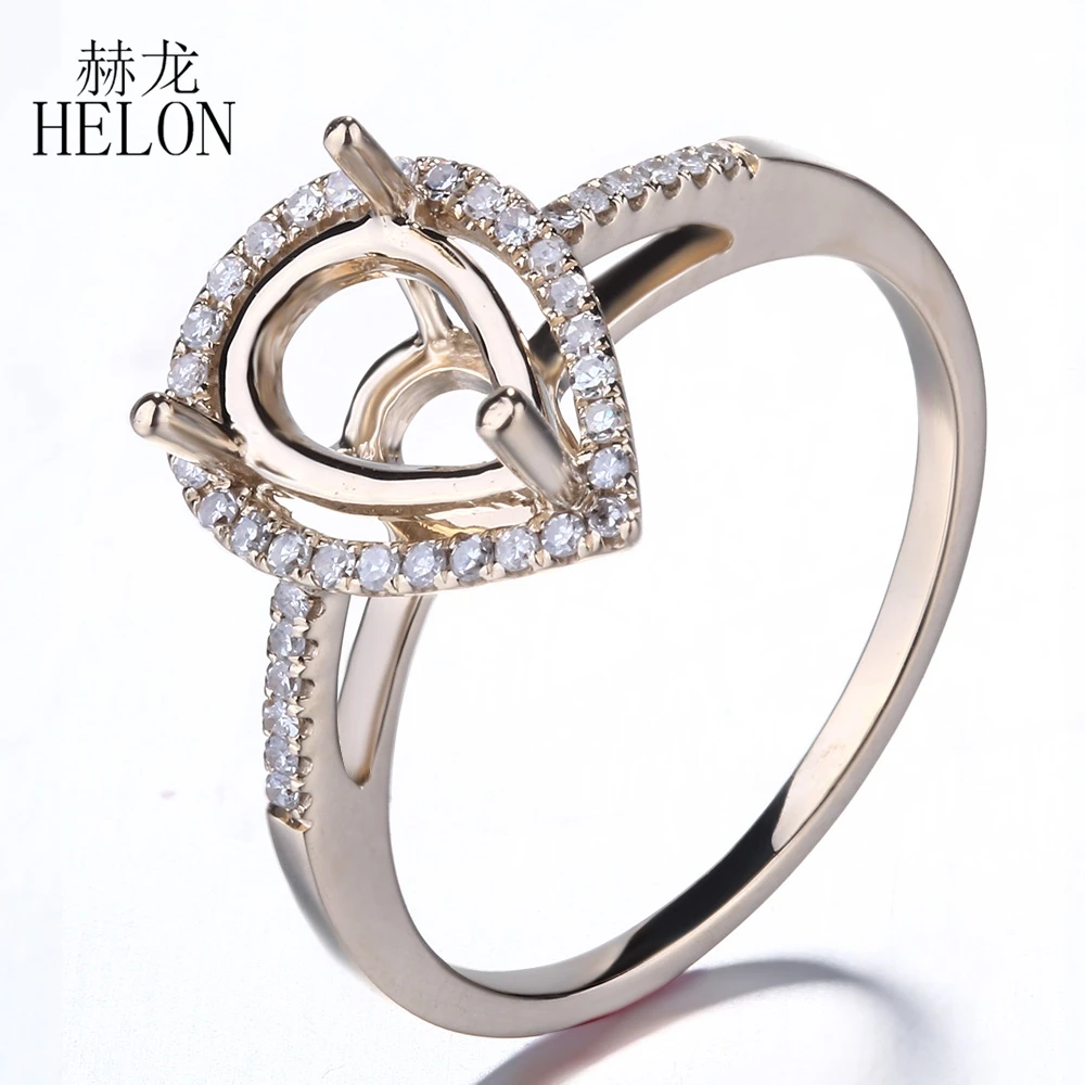 HELON Pear 10x6 мм однотонное 10K желтое золото с натуральными бриллиантами