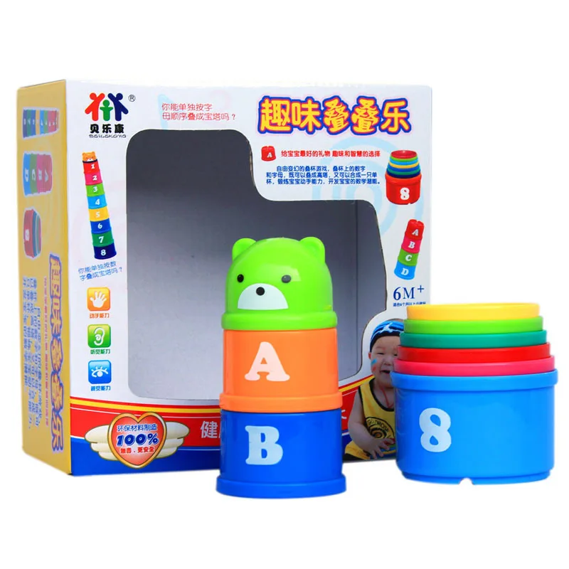 

9 шт./лот, складные чашки, башня, Радужное кольцо, фигурки, буквы, Развивающие детские игрушки, складные детские игры для раннего развития