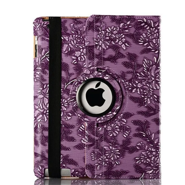 3D художник чехол для Ipad 5 6 360 Вращающийся винограда Pattern Флип Смарт из искусственной кожи для Ipad Air 1 Air 2 Ipad 9,7 9,7" - Цвет: purple
