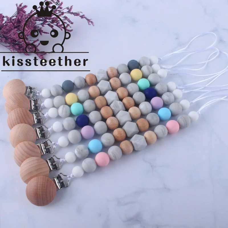 

Зубной прорезыватель для соски, силиконовые бусины, бук