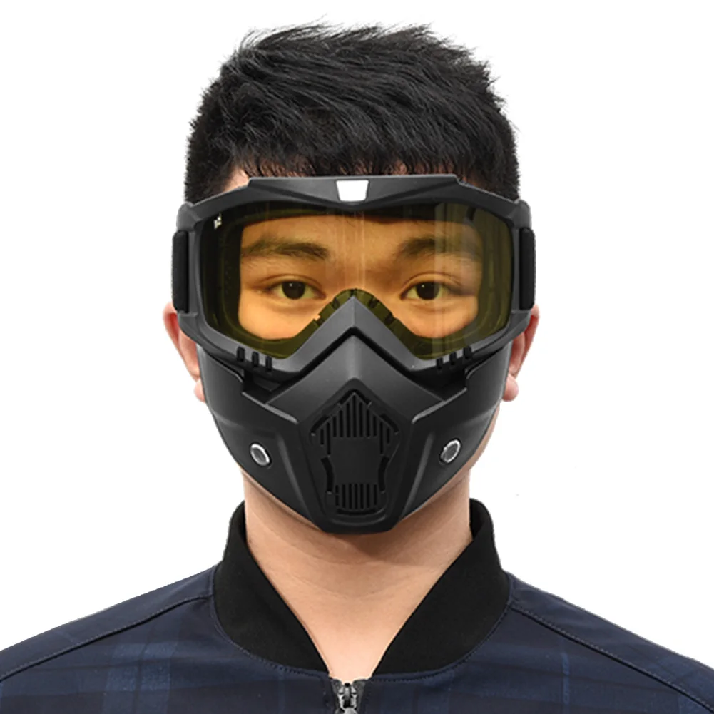 

Free Shipping Winter Snow Sports Ski Snowboard Motorcycle Full Face Mask Shield Goggles Glasses Yellow Color Goggles