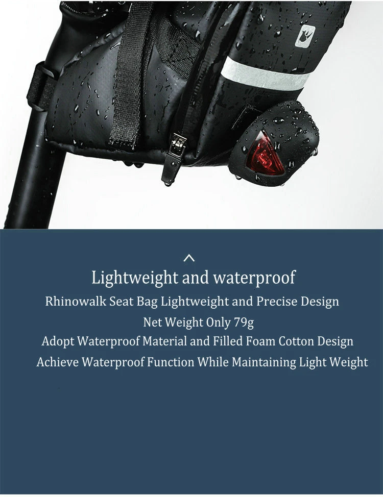 Rhinowalk сумка для велосипедного сиденья, водонепроницаемая сумка для шоссейного велосипеда, горного велосипеда, велосипедная сумка для седла, ремонтные инструменты, сумка для хранения, 1л, черная RK18558