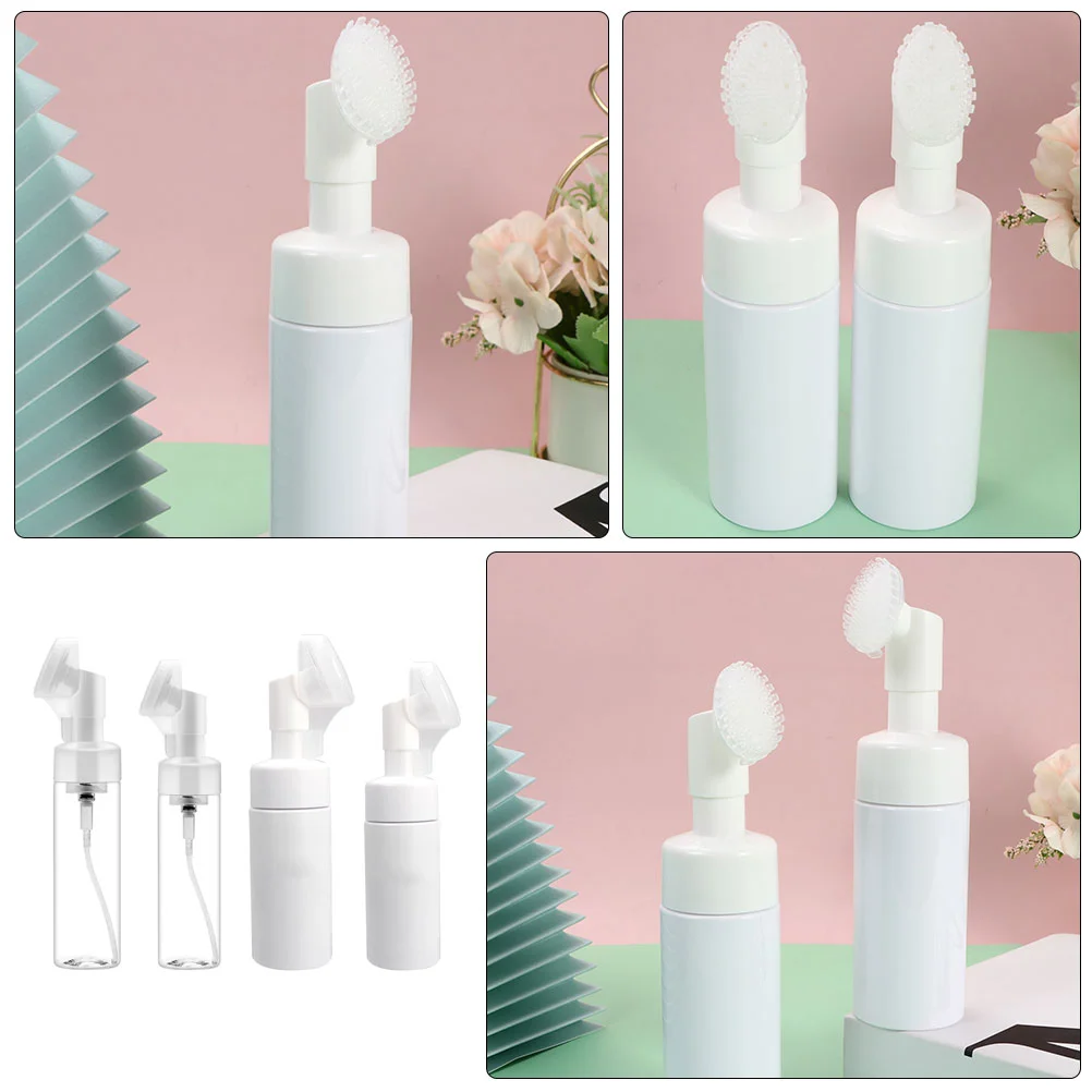 4pcs Face Brush with Bottle Facial Cleanser Dispenser | Красота и здоровье