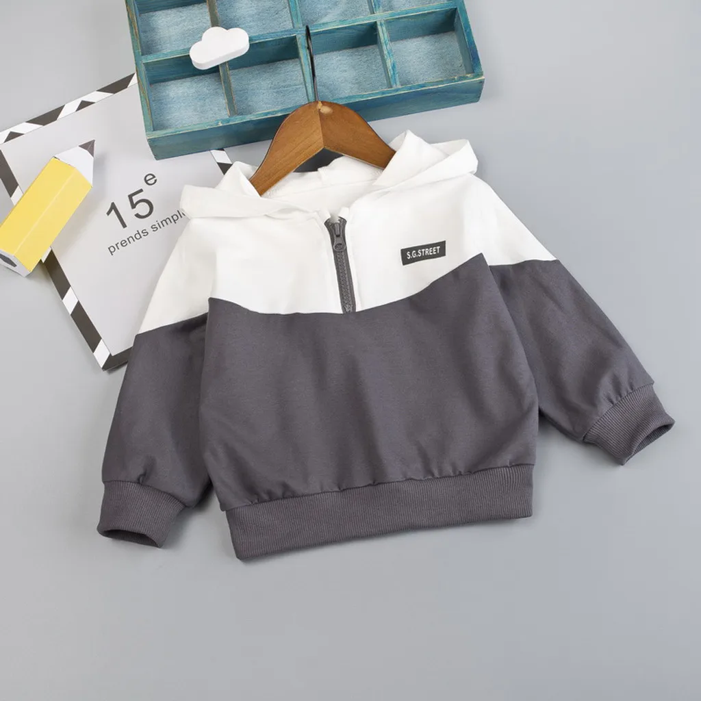 Модная толстовка на молнии с капюшоном для маленьких мальчиков и девочек топы