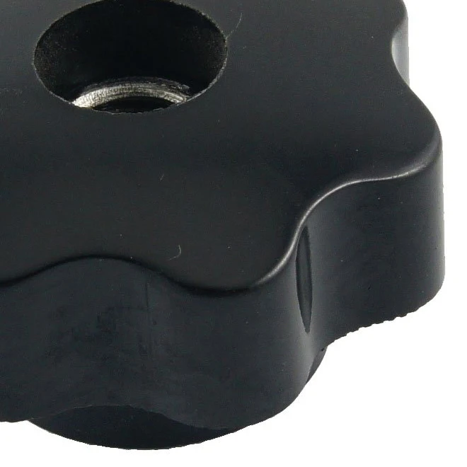 

M10 10mm Dia Thread Black Plastic Star Head Clamping Knob Grip