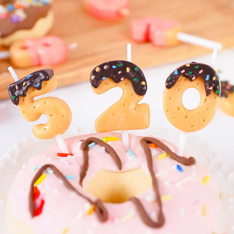 Сладкое шоколадное печенье свечи для торта с цифрами на день рождения 0 1 2 3 4 5 6 7 8 9