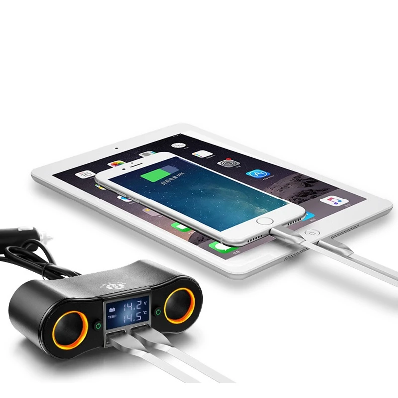 Автомобильный двойной адаптер прикуривателя зарядное устройство светодиодный